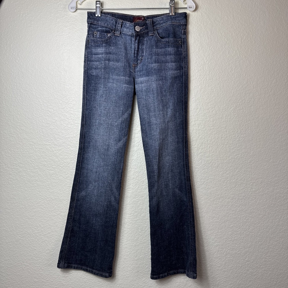 Soul Underground Girls Flare Jeans Sz 12 Slim Fleur De Lis Embroidered Dark Wash